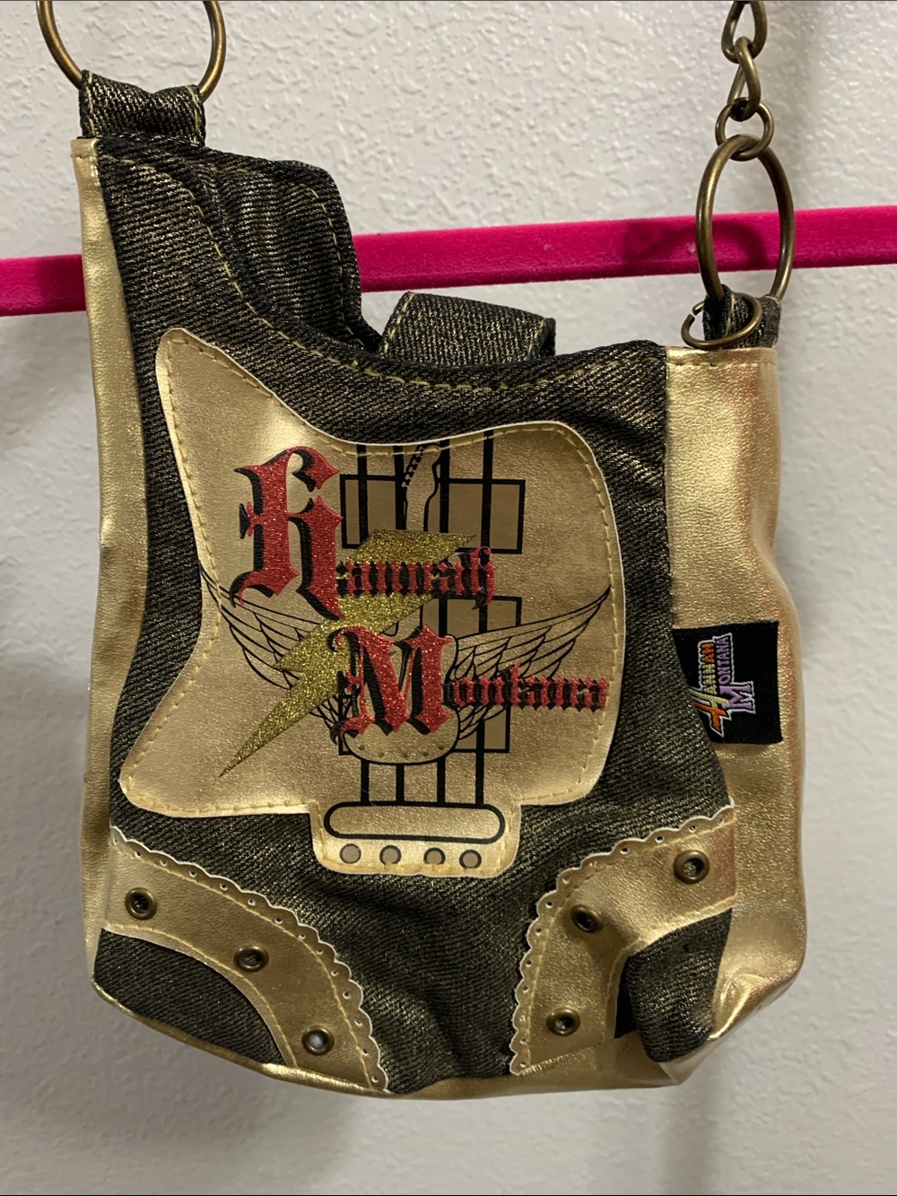 Disney Hannah Montana Kids Gold and Denim Star Accent Bag
